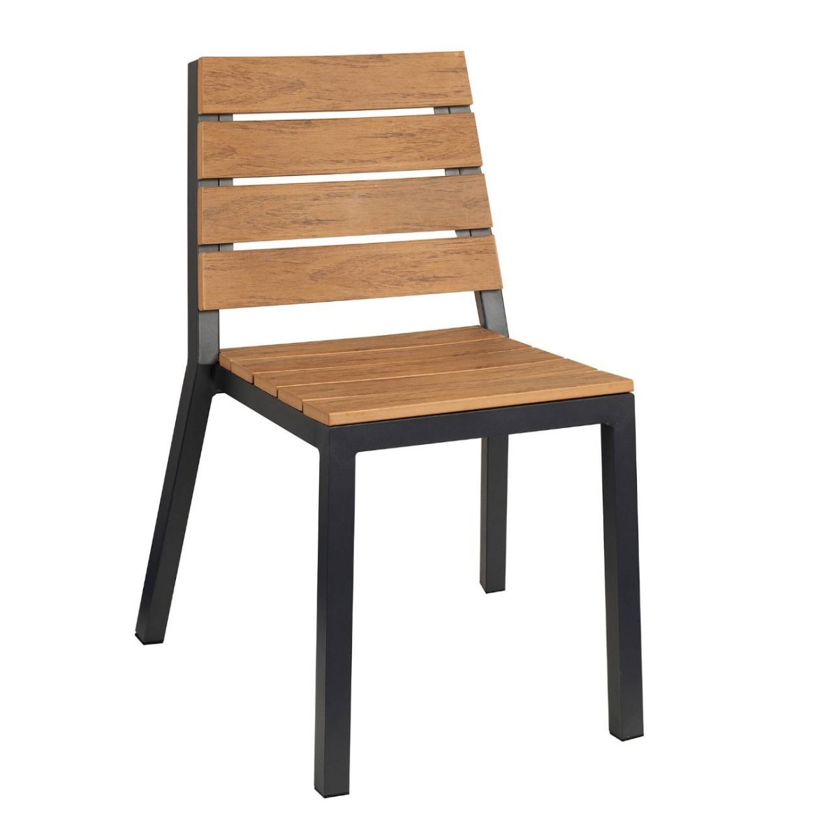 Chair with wooden seat and backrest on a white background