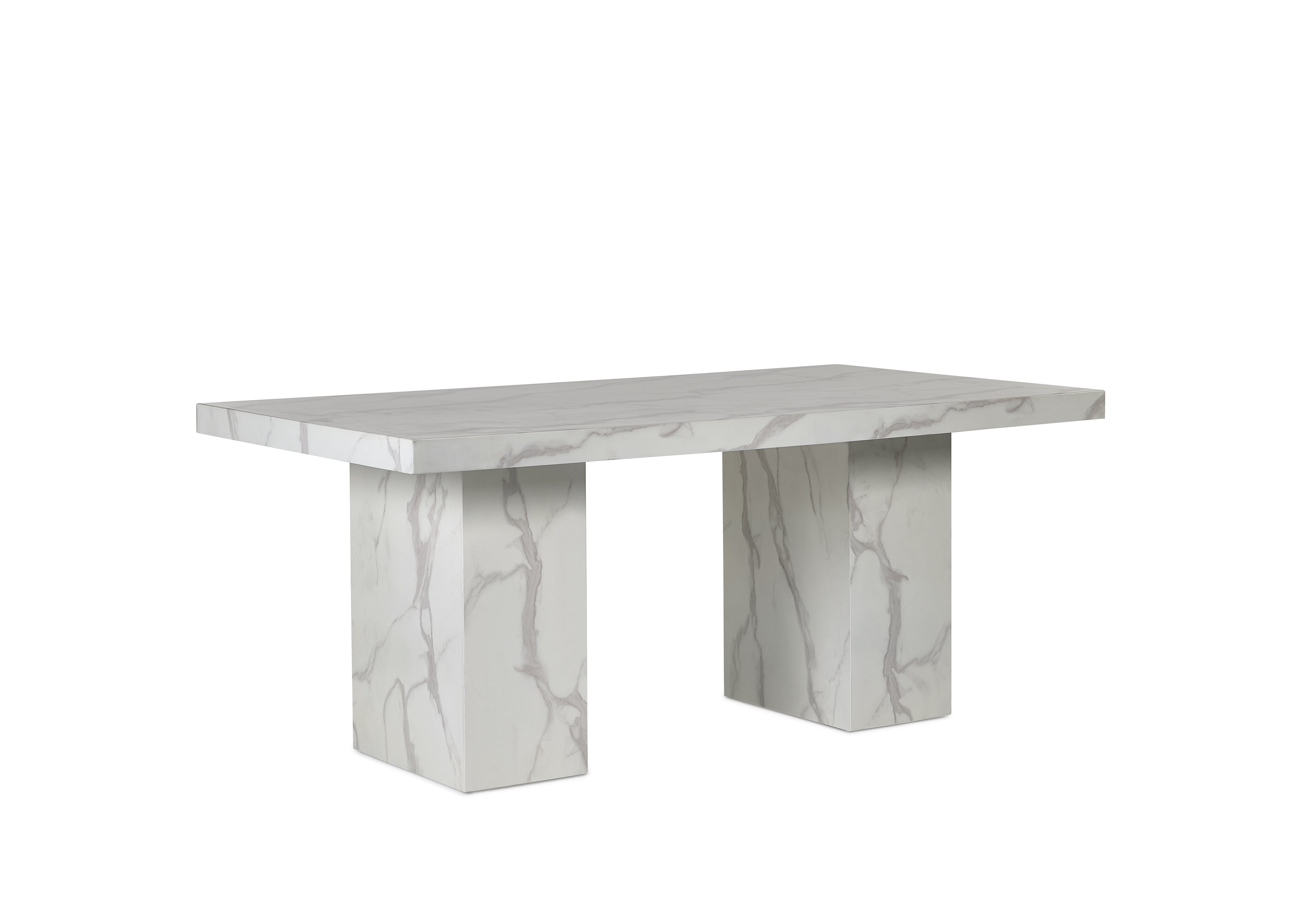 Marble-textured dining table on a white background