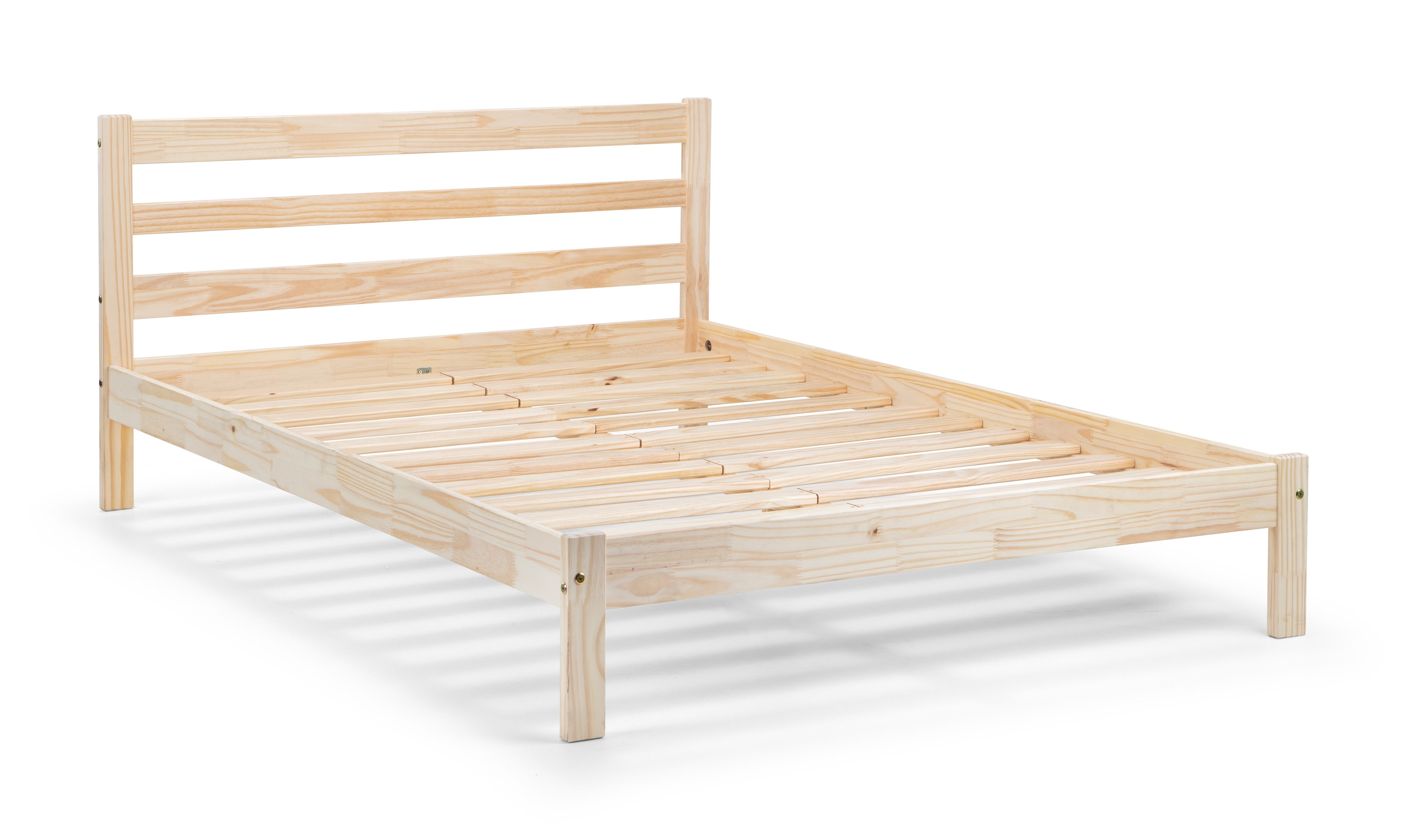 Wooden bed frame on a white background