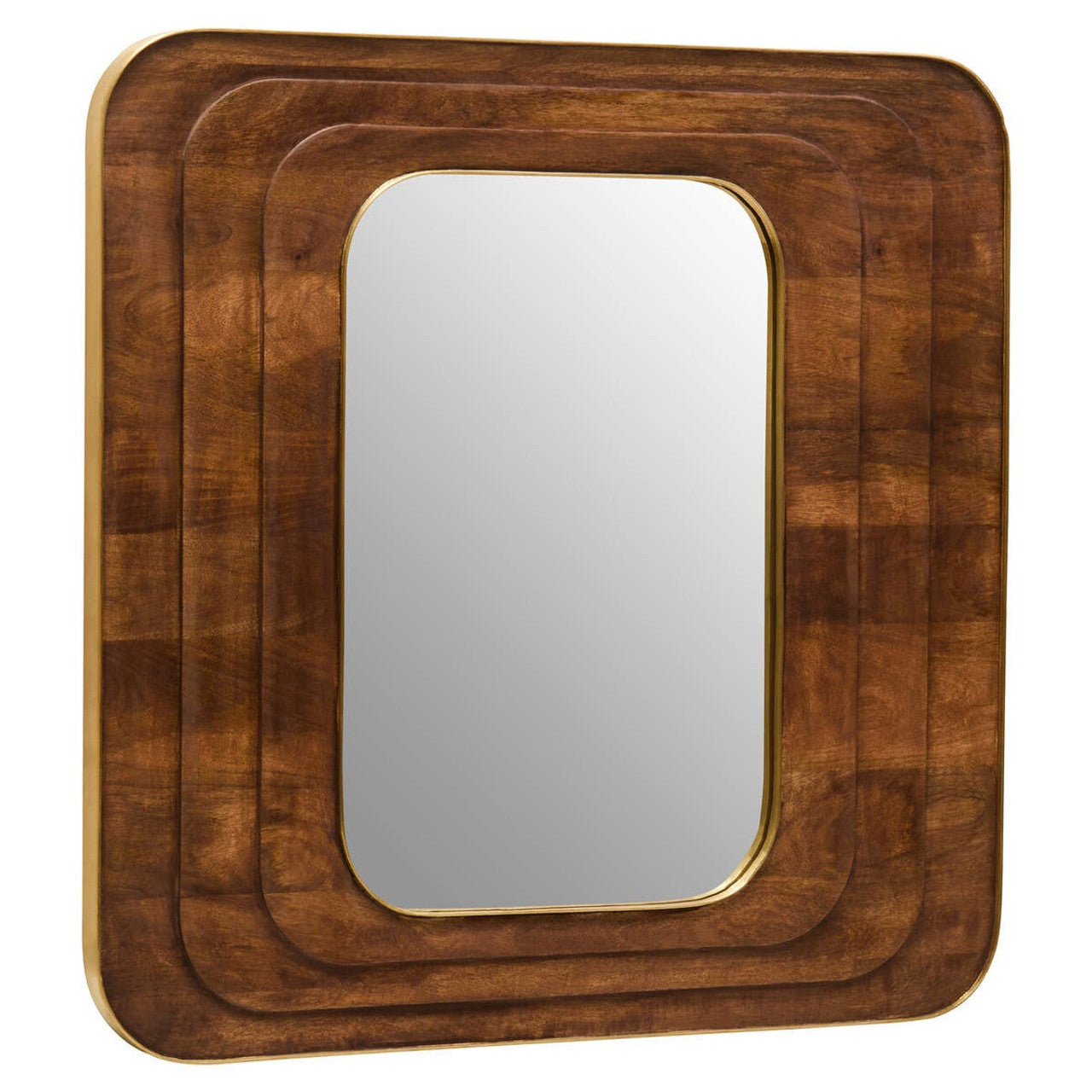 Mango Wood Carved Wall Mirror with a warm wooden frame