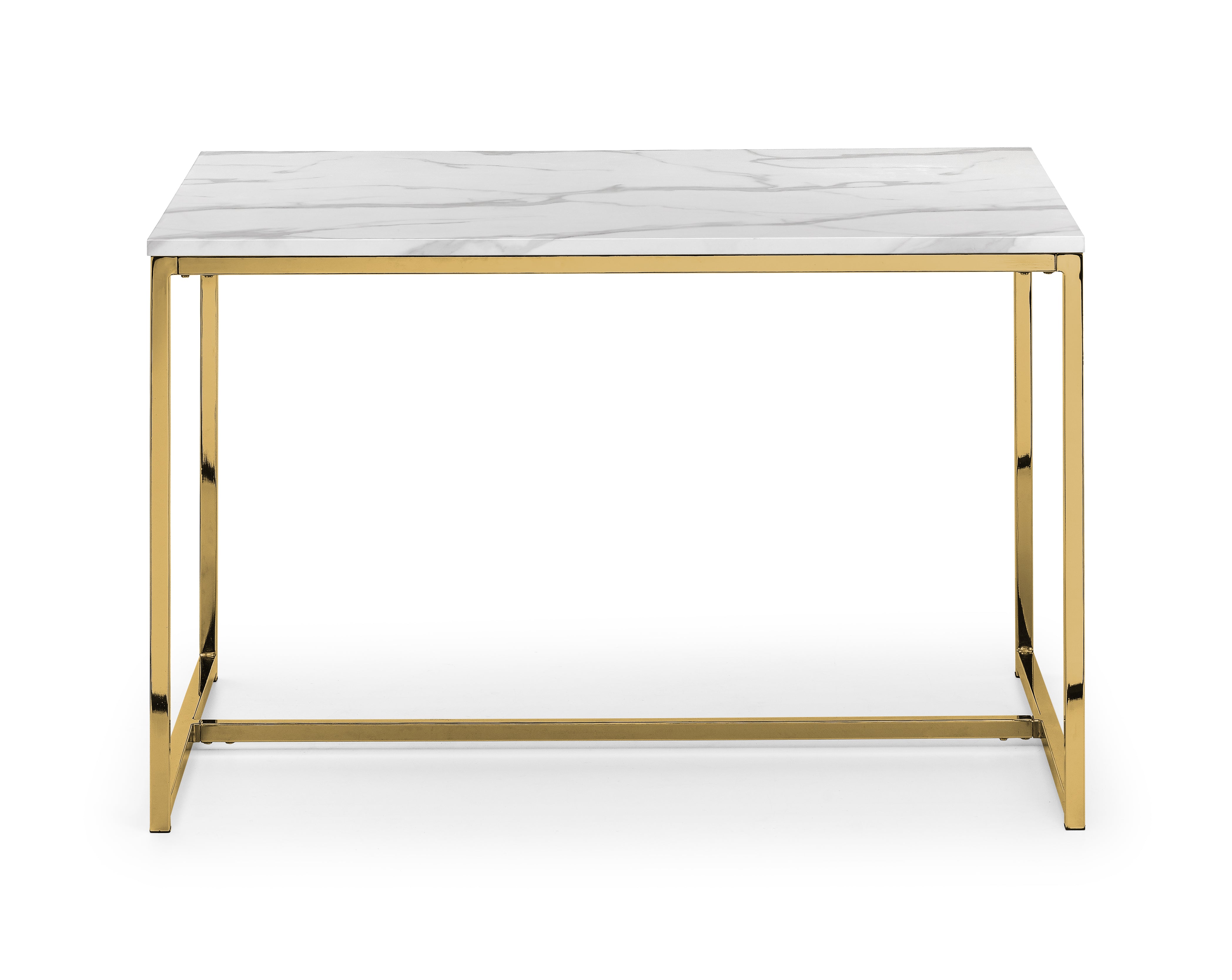 Table with marble top and gold frame on a white background