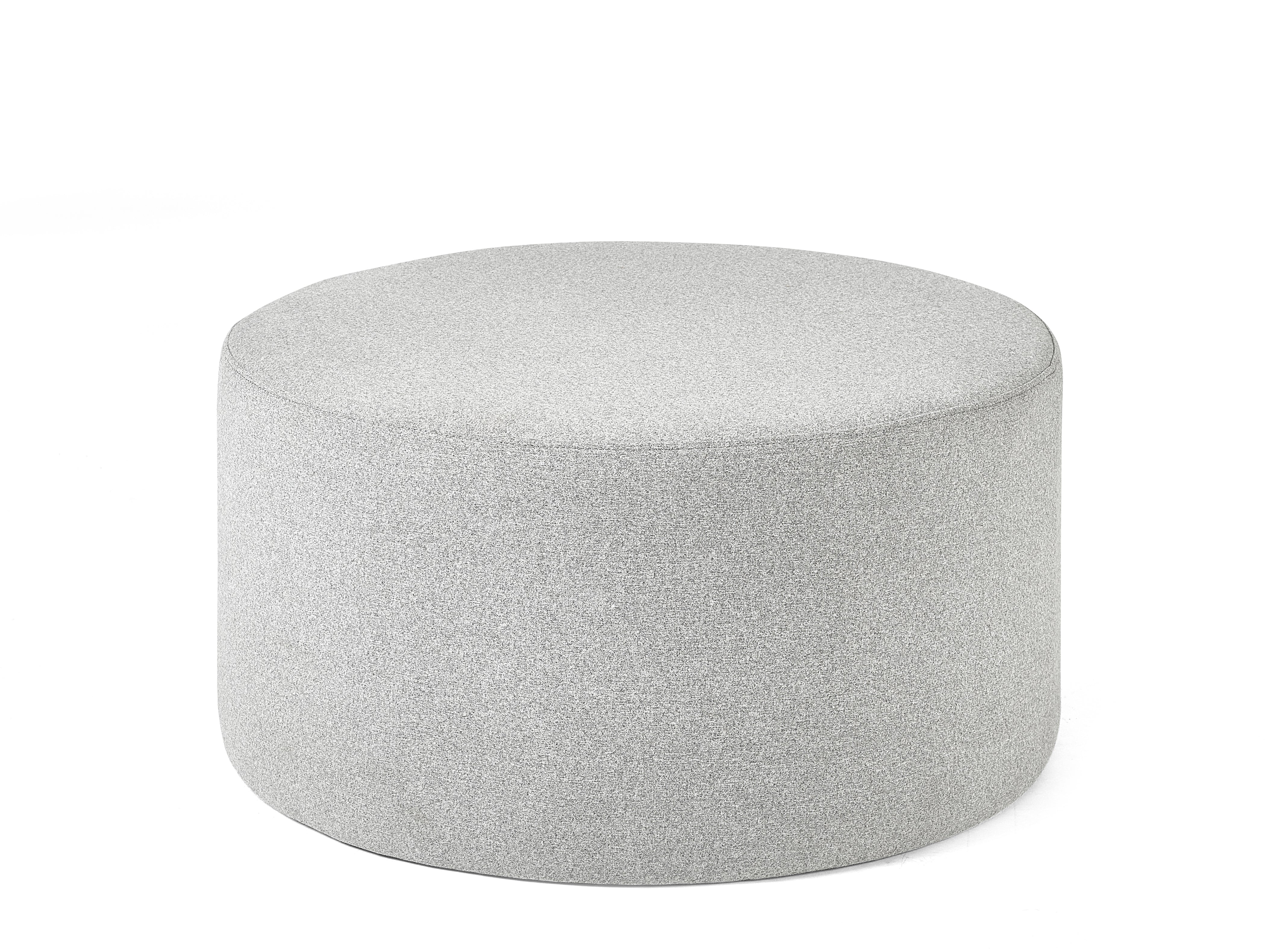 Round gray ottoman on a white background