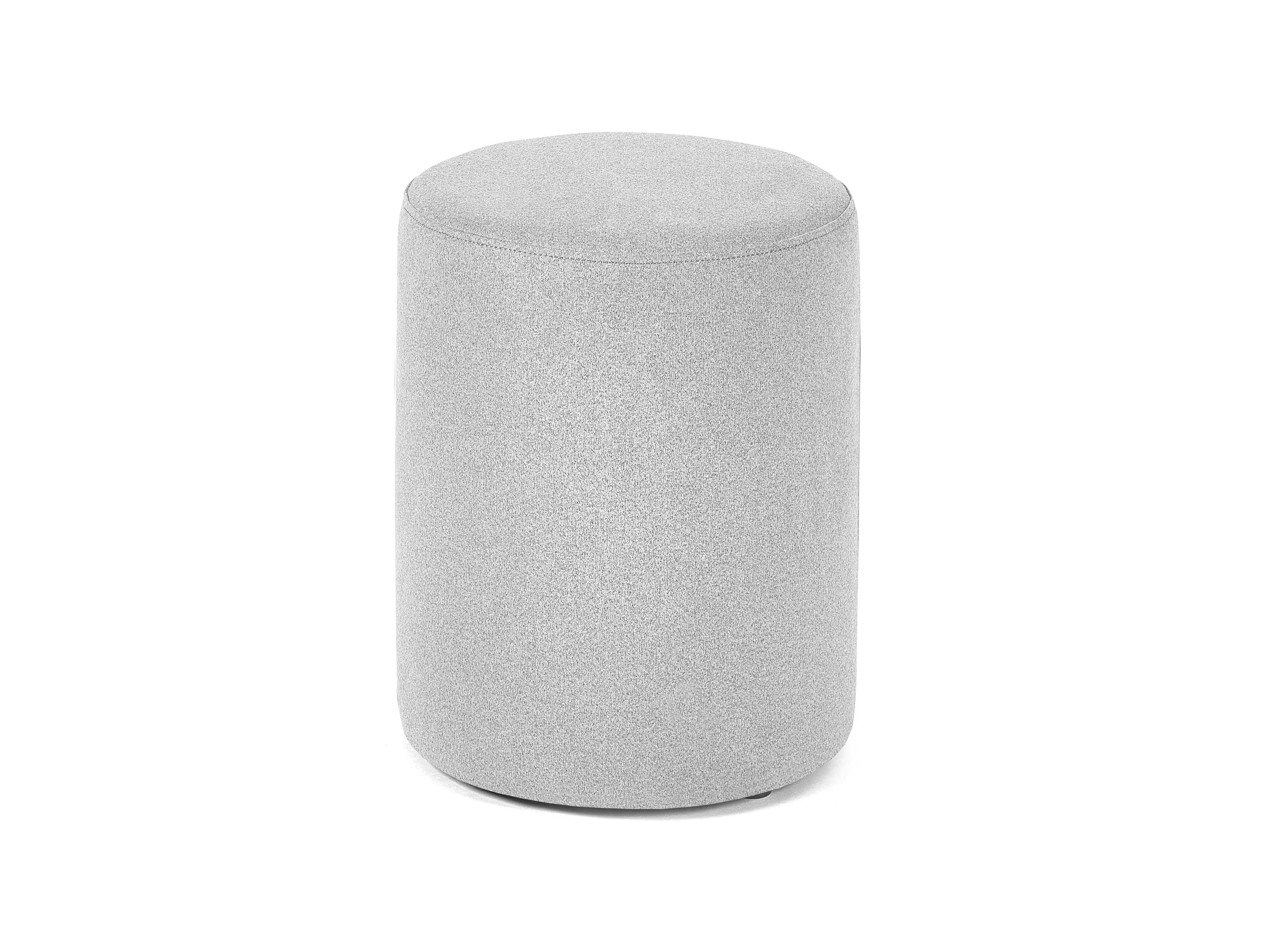 Gray cylindrical ottoman on a white background