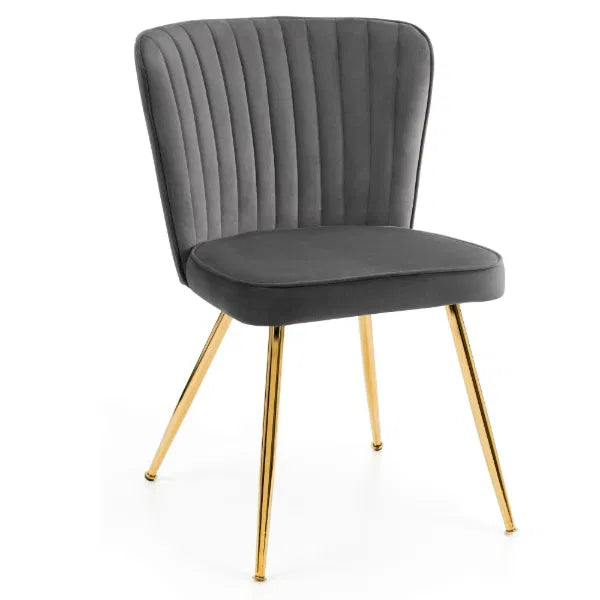 Gray chair with gold legs on a white background