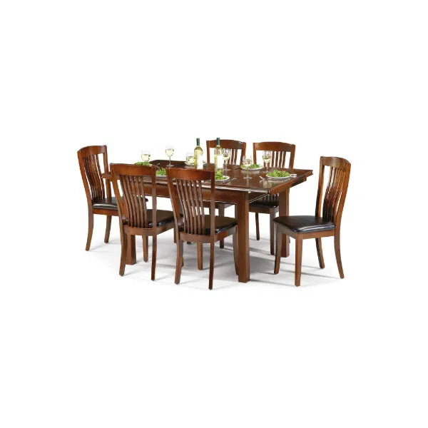Dining table set with chairs on a white background