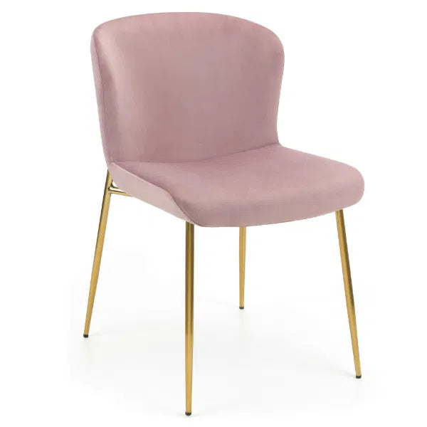Pink chair with gold legs on a white background