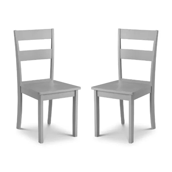 Two gray chairs on a white background