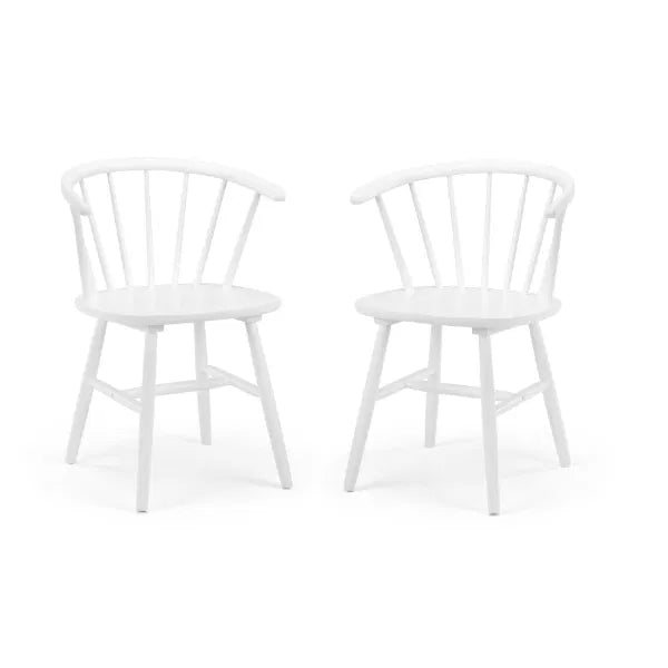 Two white chairs on a white background
