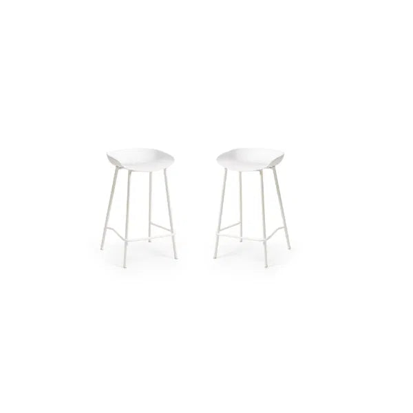 Two white stools on a white background
