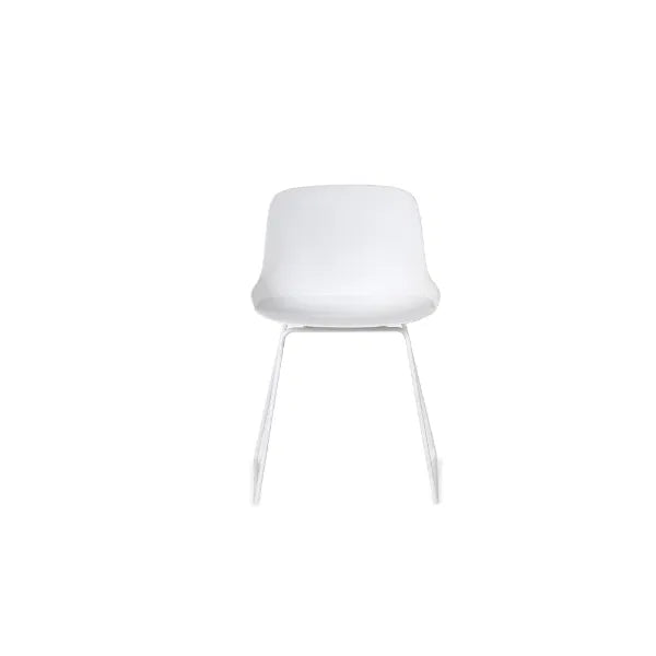 White chair with a minimalist design on a white background