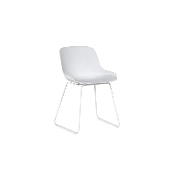 White chair with metal legs on a white background