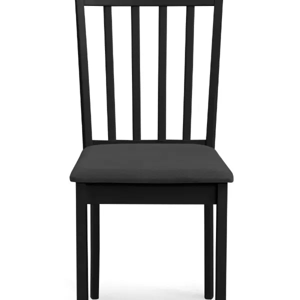 Black chair with a gray cushion on a white background