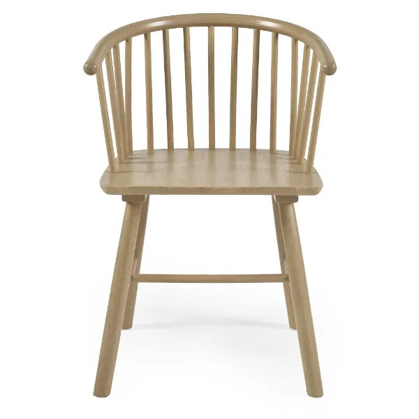 Wooden chair with curved backrest on a white background