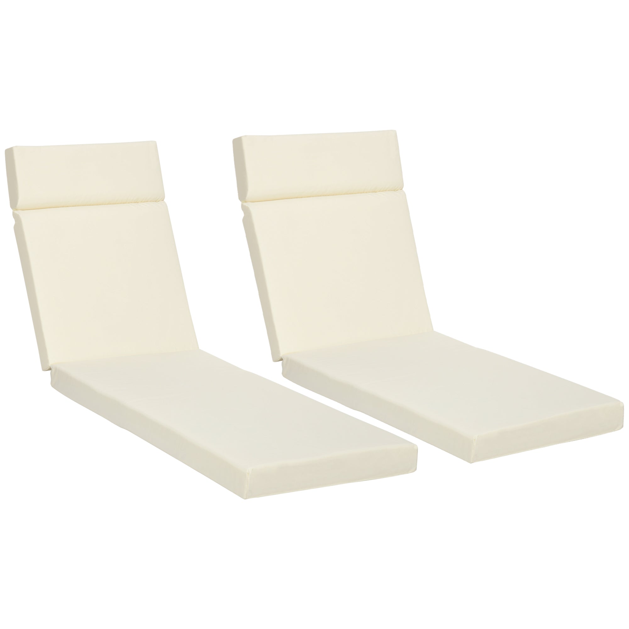 Two cream-colored lounge cushions on a white background