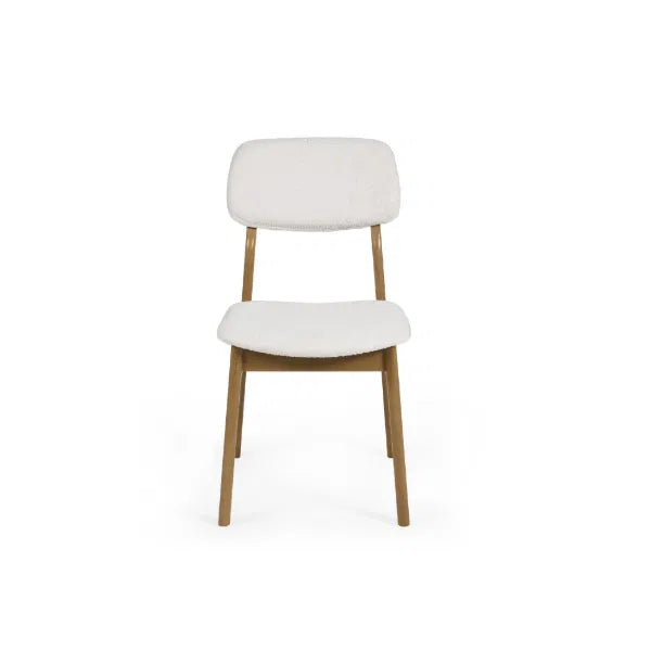 White chair with wooden legs on a white background