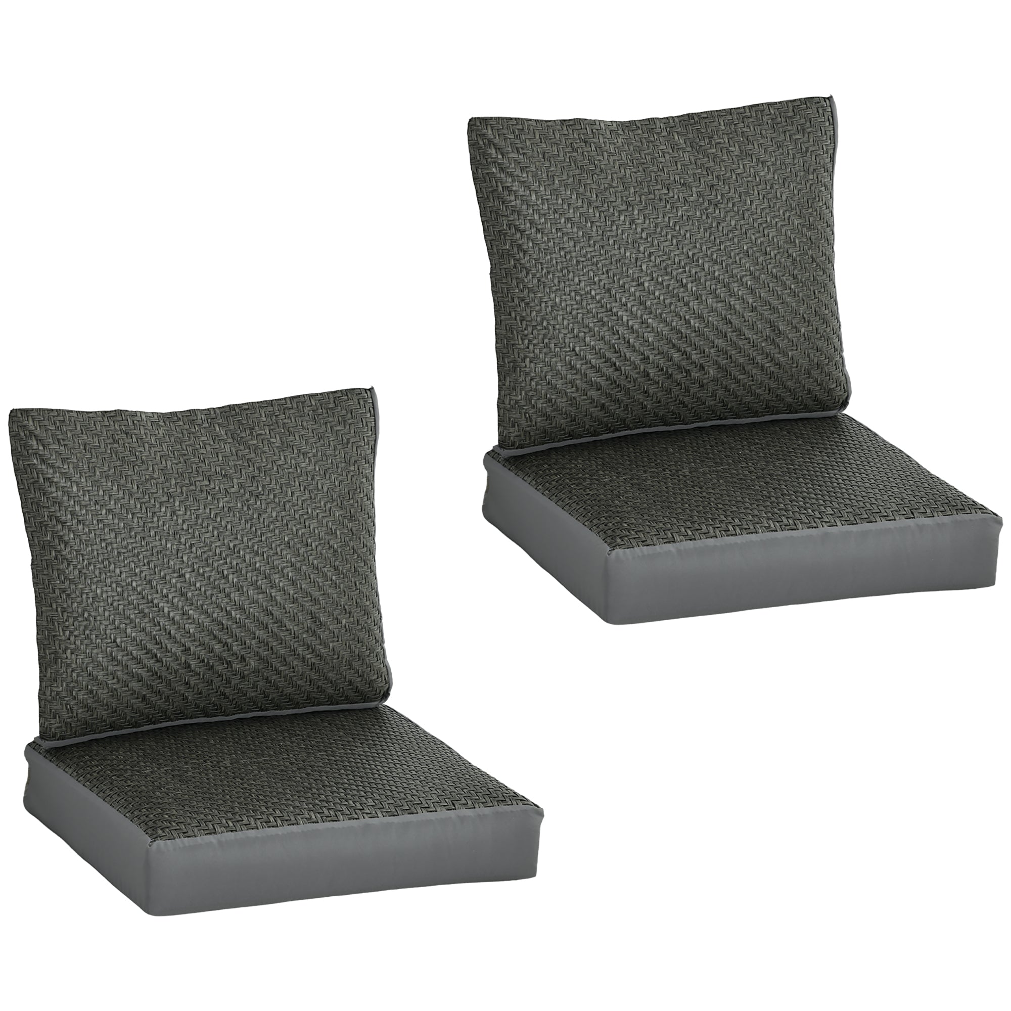 Two gray textured cushion sets on a white background