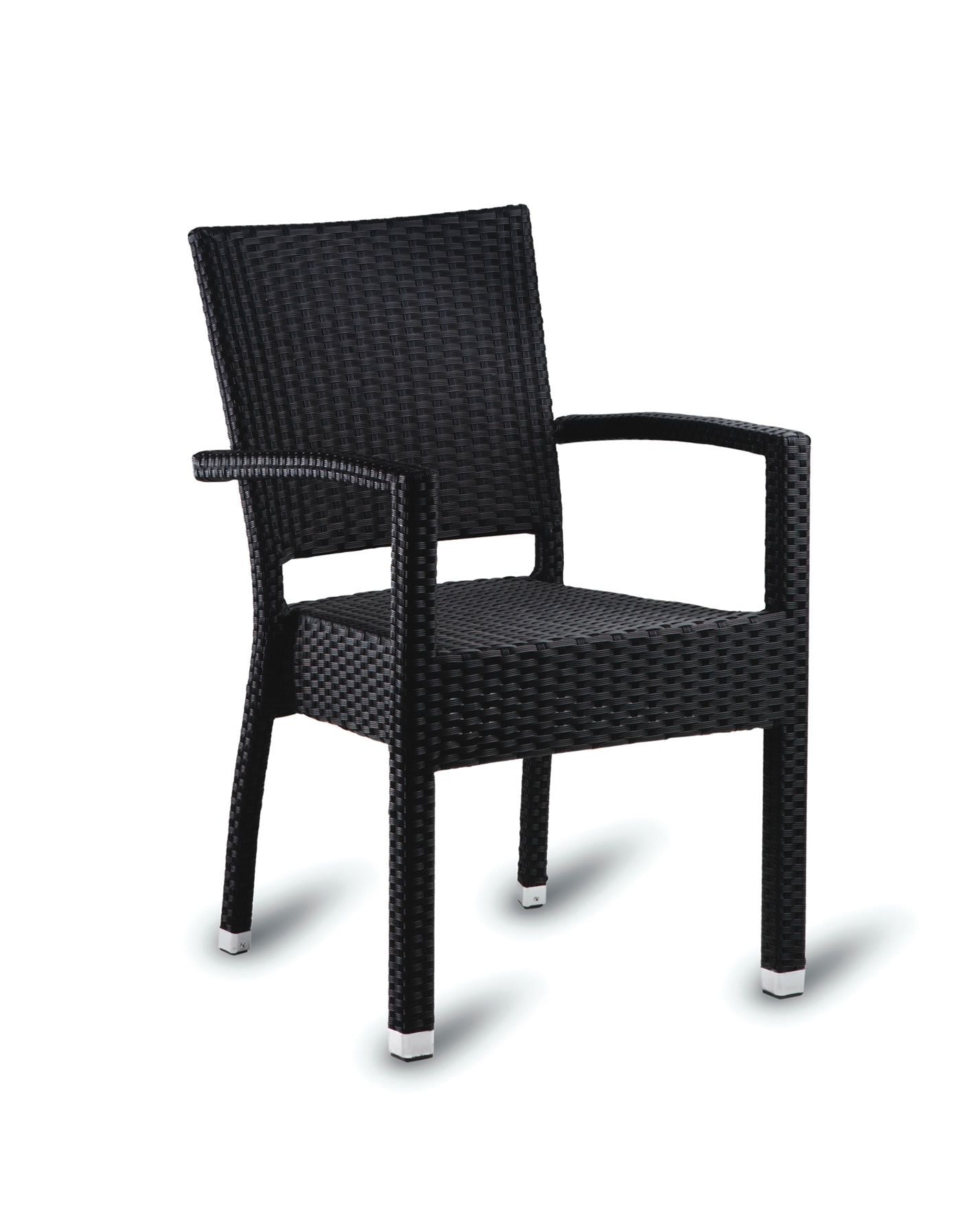 Black wicker chair on a white background