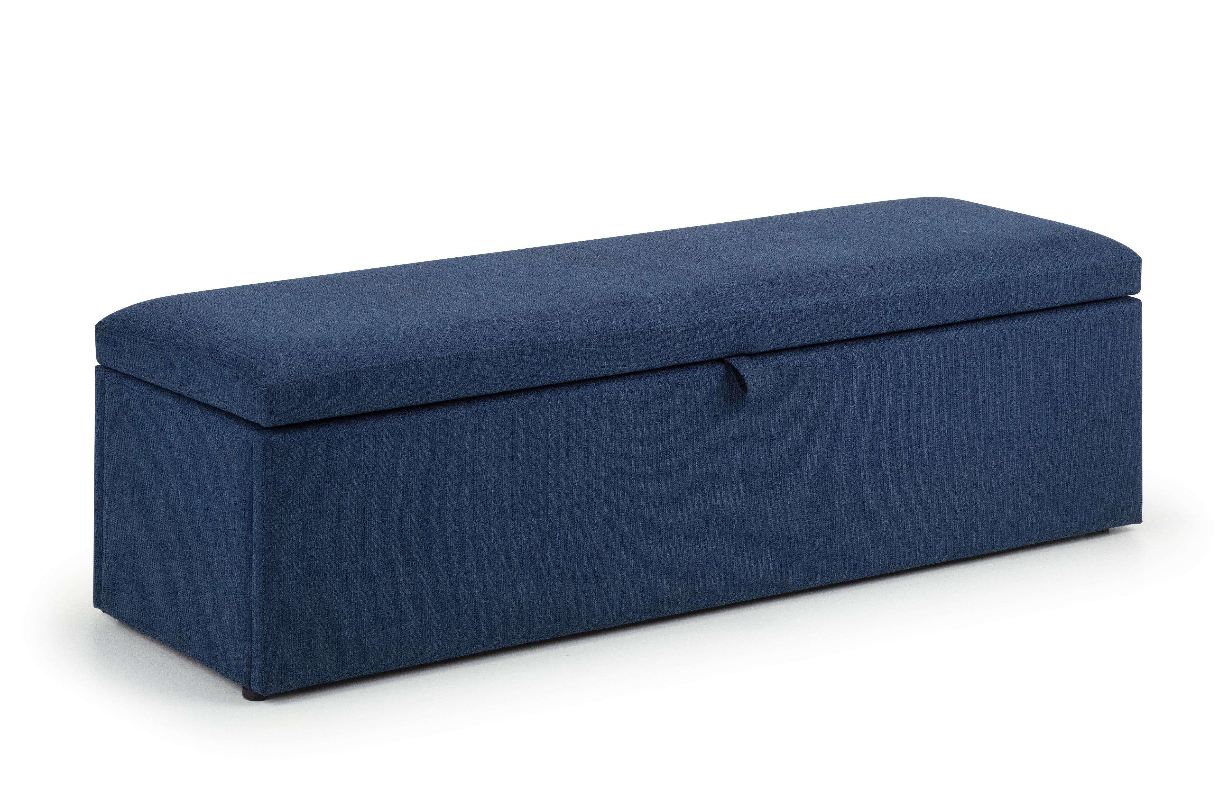 Blue storage bench on a white background