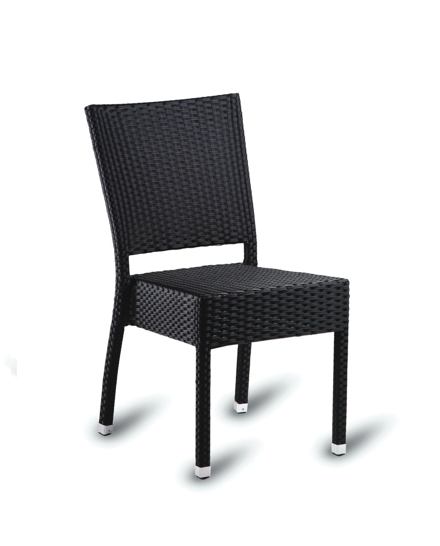 Black wicker chair on a white background
