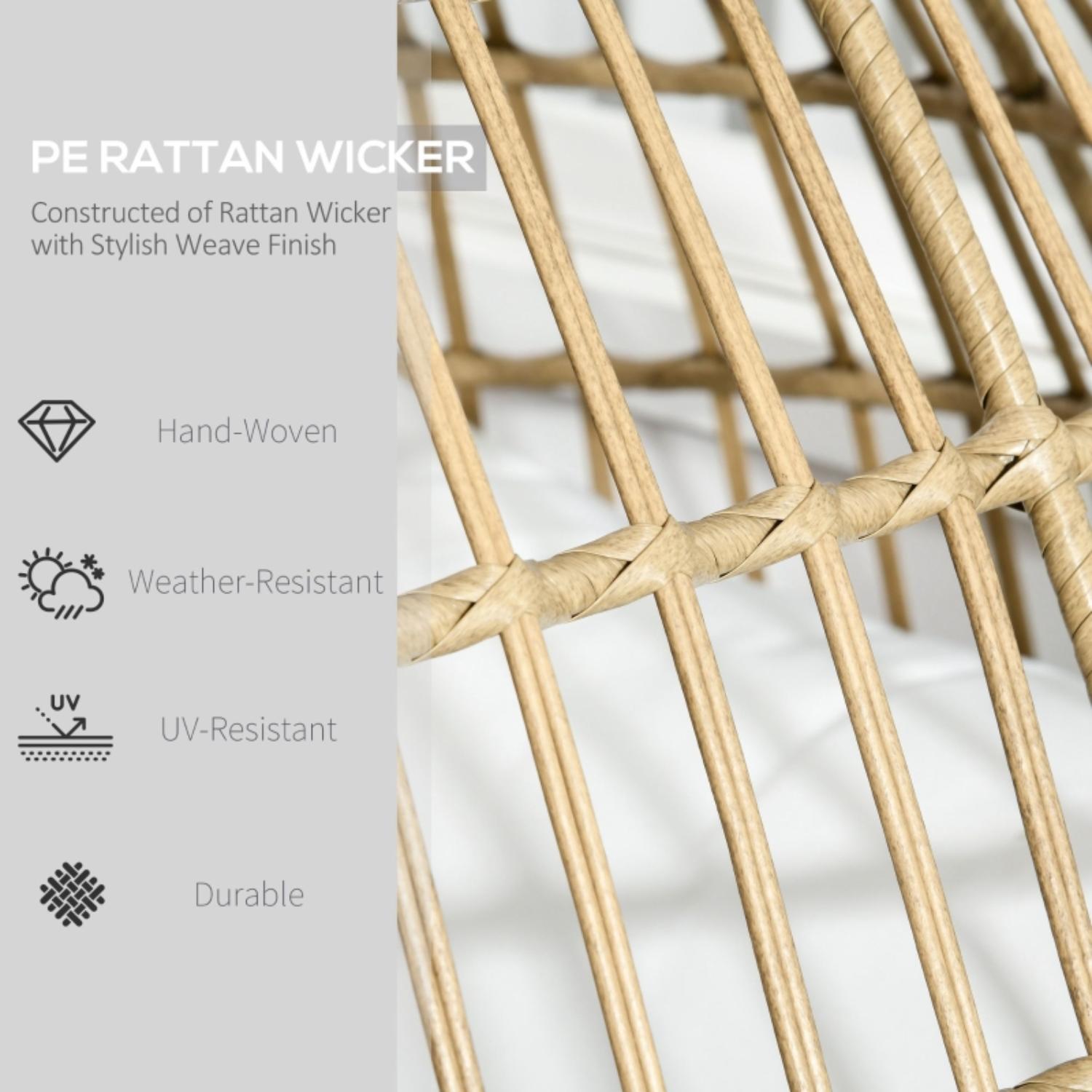 PE rattan wicker material with woven pattern on a light gray background