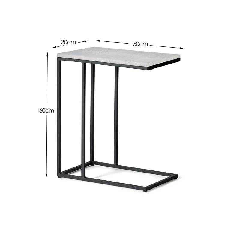 Small table with dimensions labeled on a white background