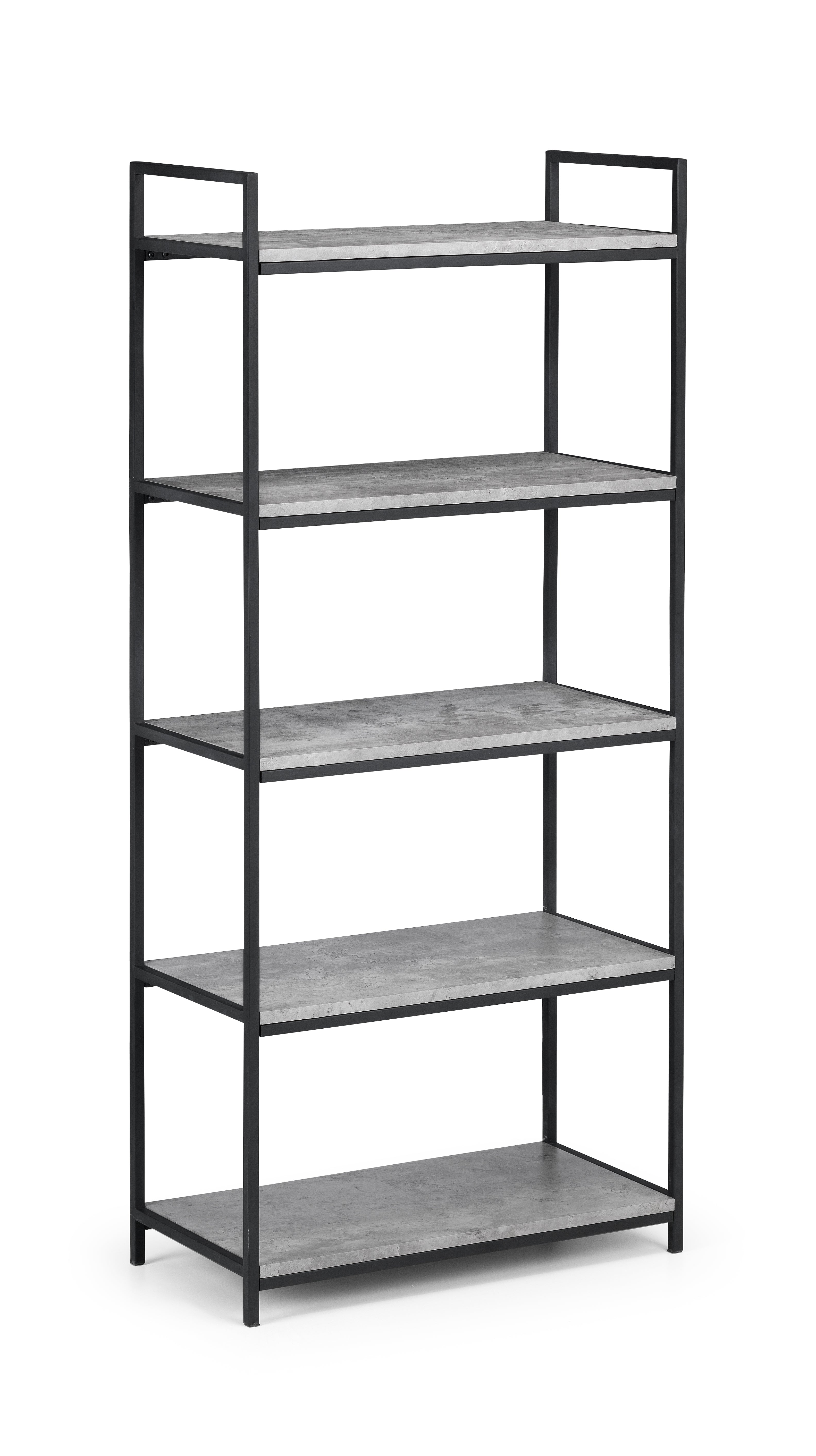 Bookshelf with five shelves on a white background
