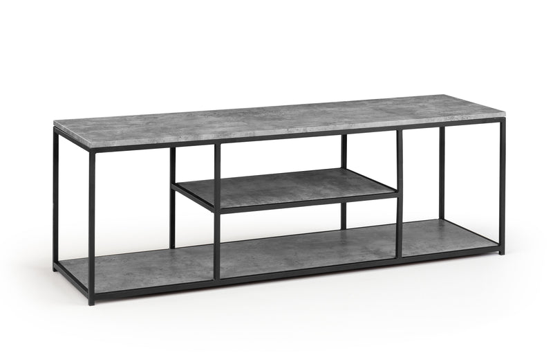 Gray TV table with metal frame on a white background