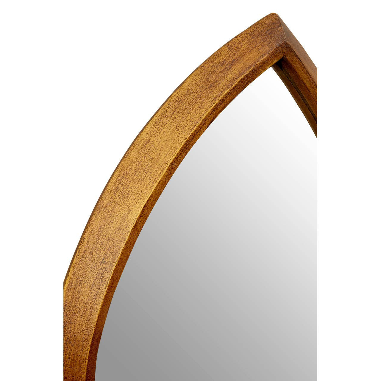 Wooden-framed mirror on a white background