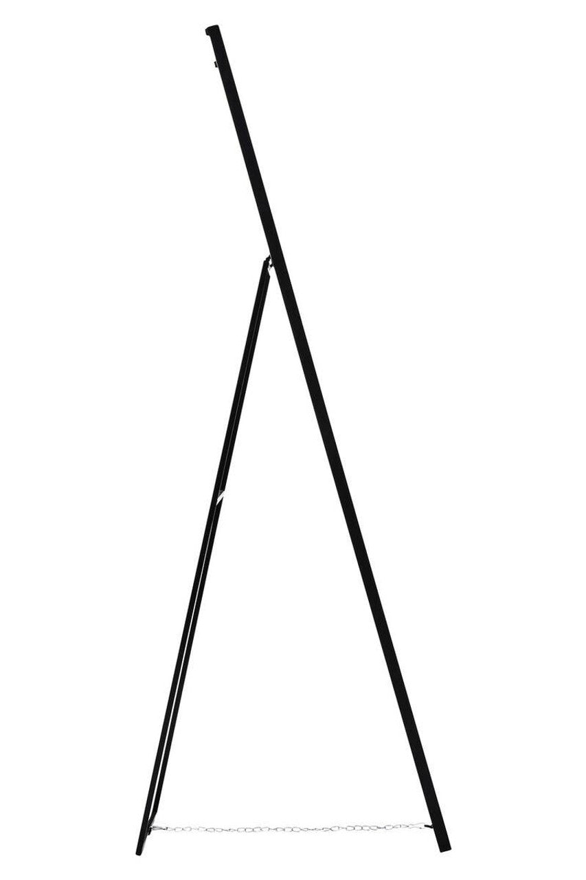 Black metal side view of mirror on a white background