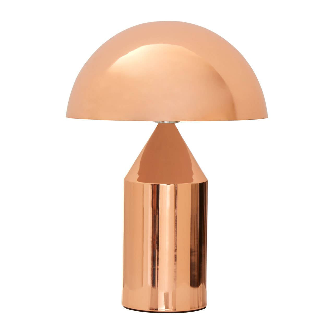 Copper table lamp with a white background