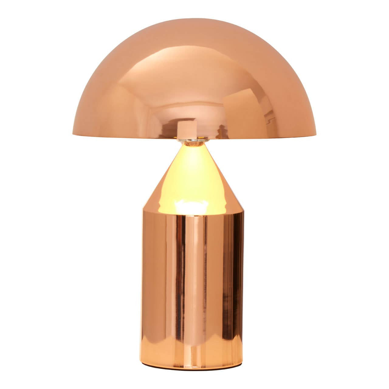 Copper table lamp on a white background