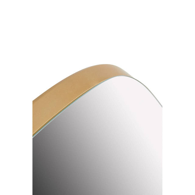 Corner of a mirror with gold frame on a white background