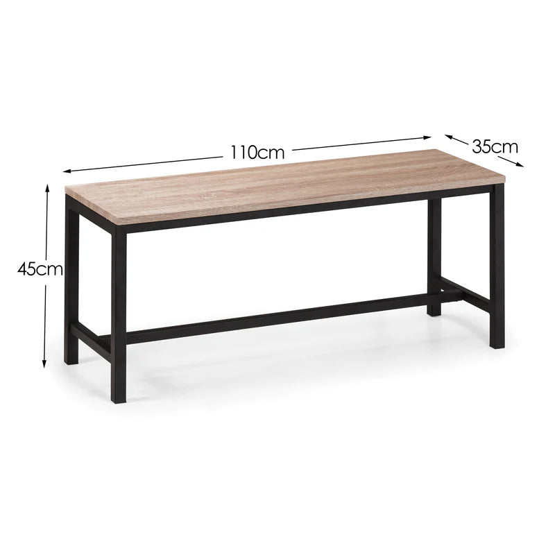 Wooden table with dimensions labeled on a white background