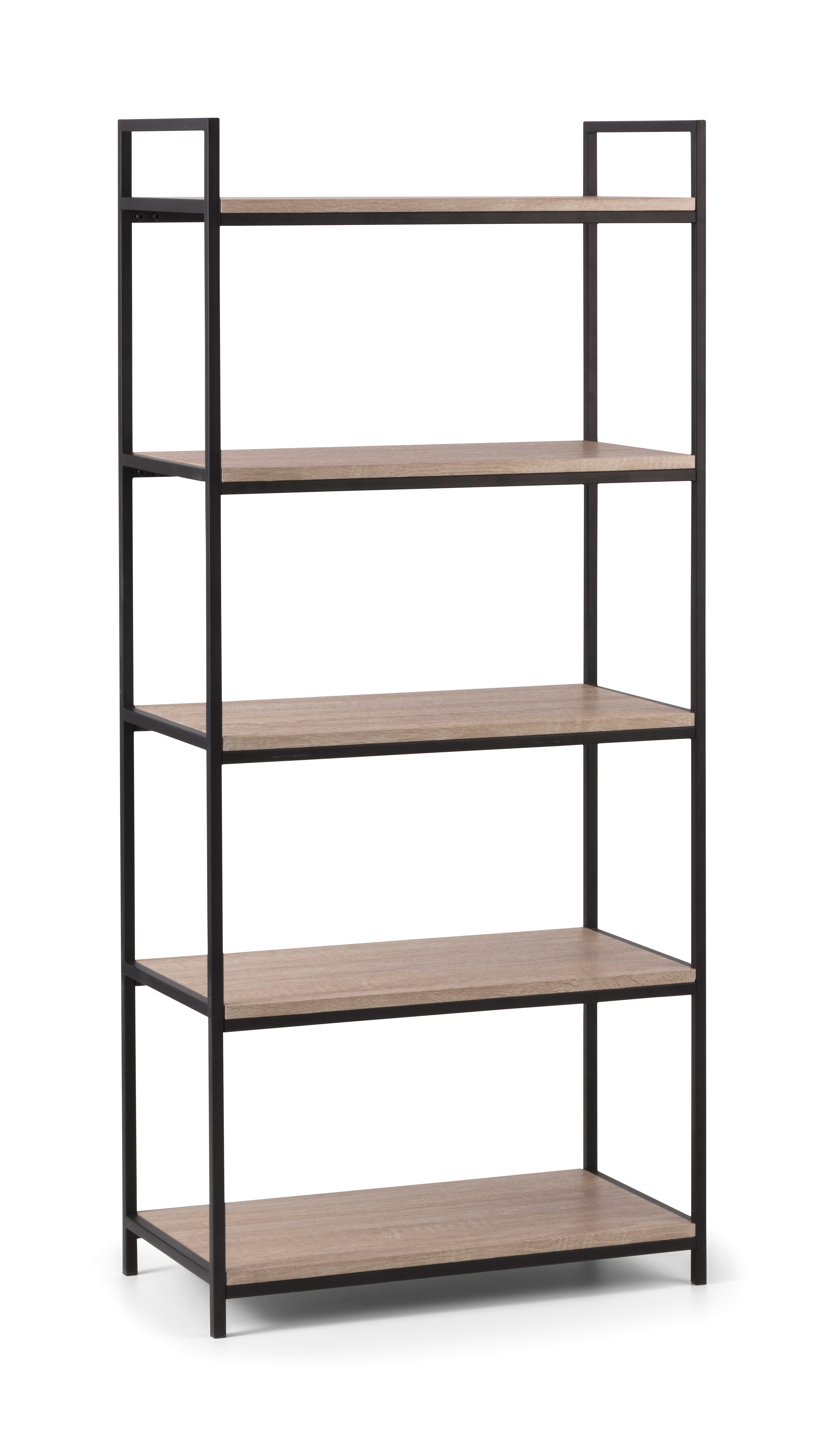 Bookshelf with five shelves on a white background