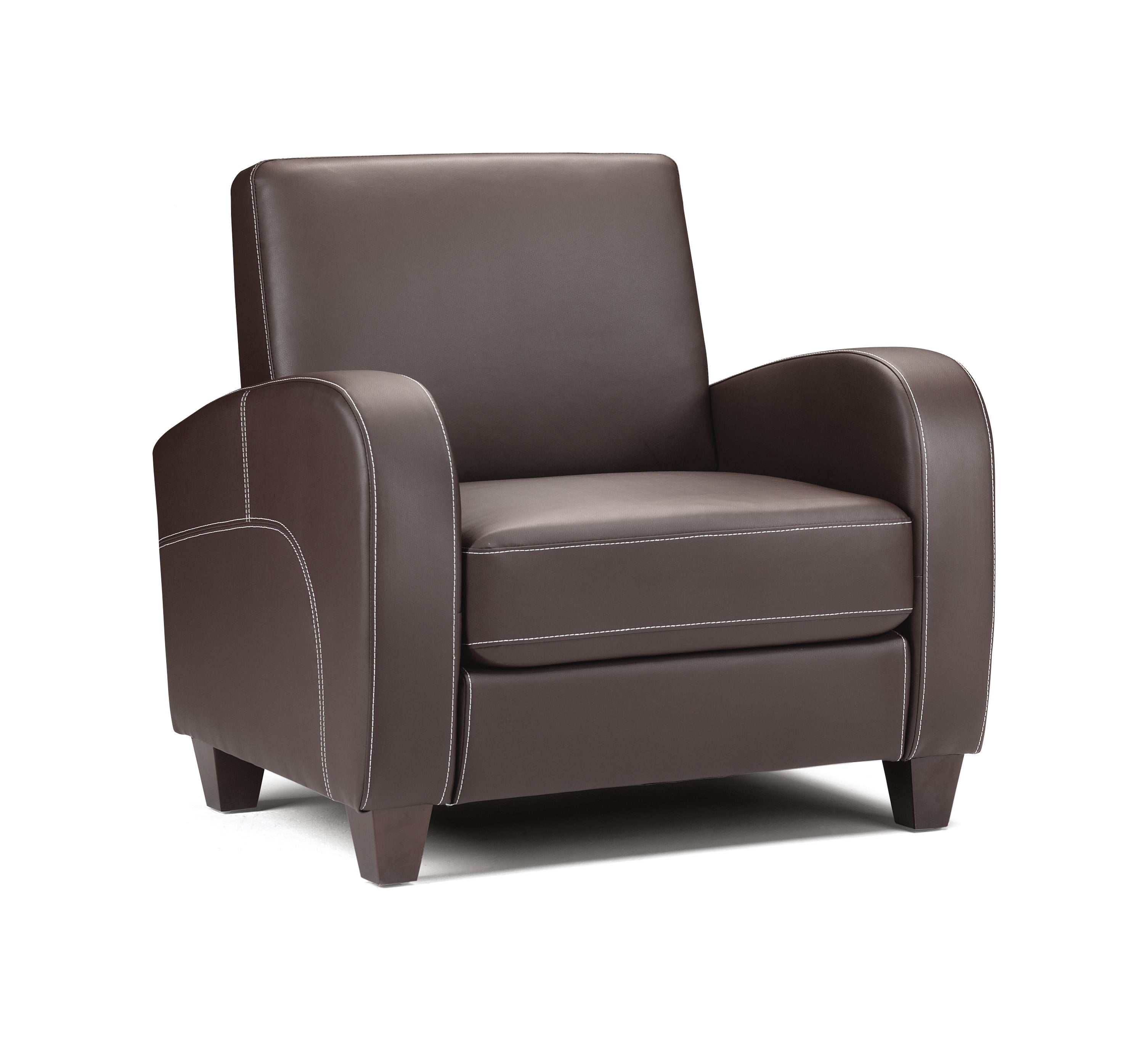 Brown leather armchair on a white background