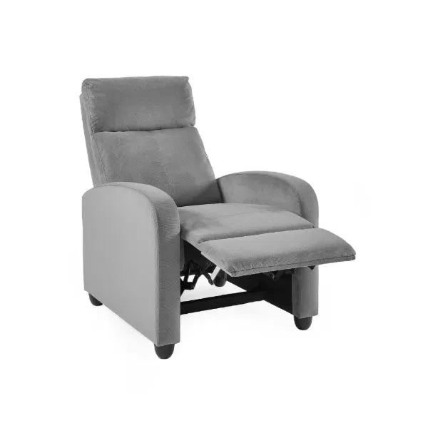 Gray recliner chair on a white background