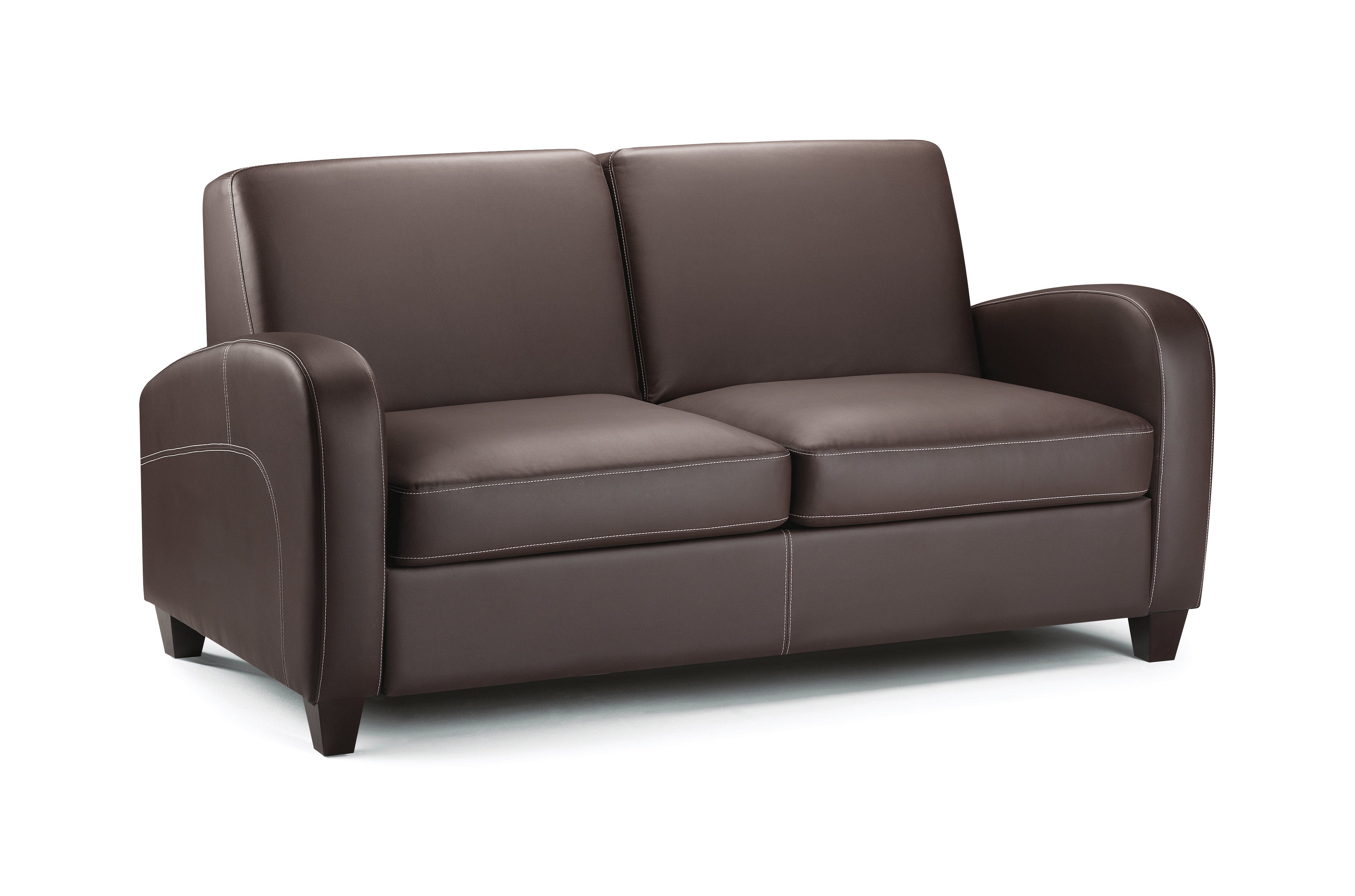 Brown leather sofa on a white background