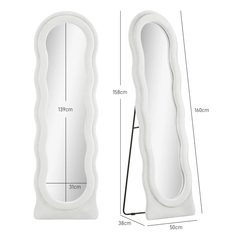 White wavy object with measurements on a white background