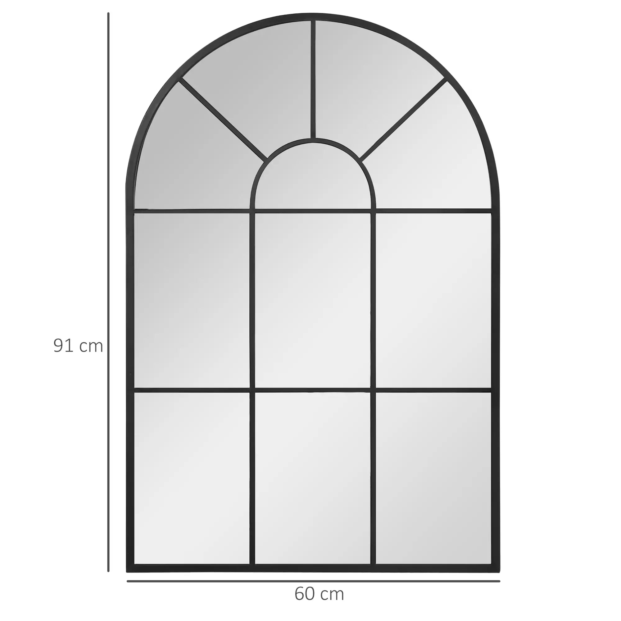 Architectural window design with measurements on a white background