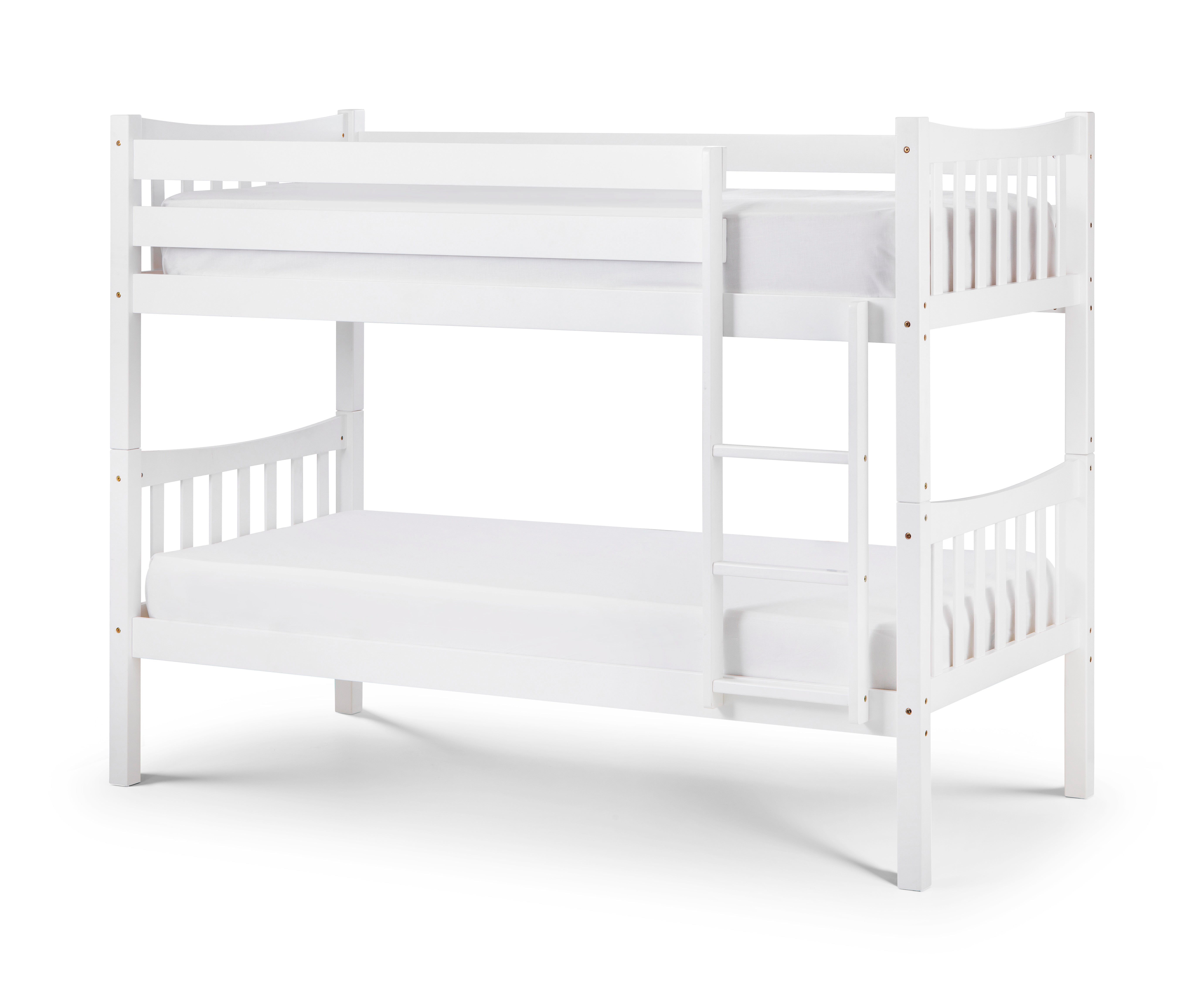 White wooden bunk bed on a white background