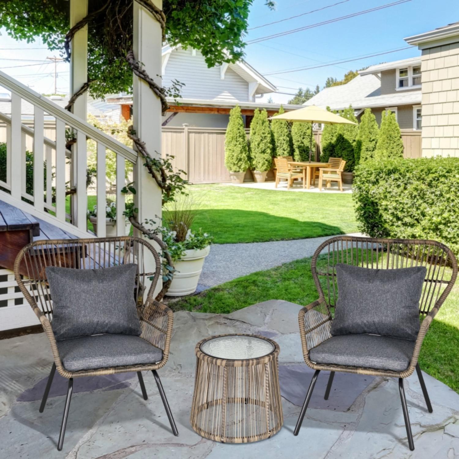 Lyon Wicker Rattan Bistro Set